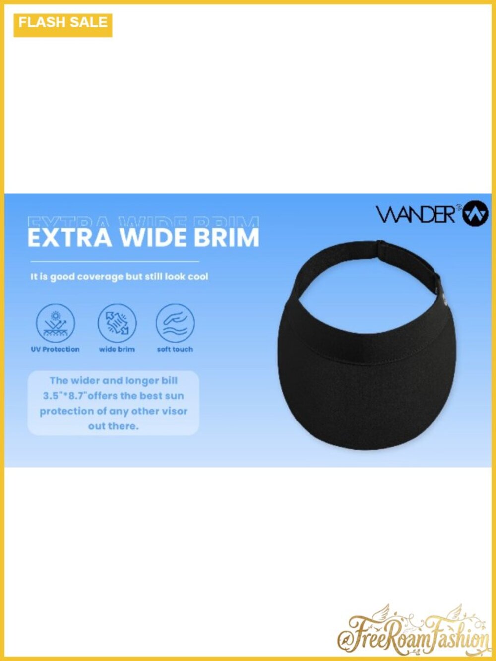 WANDER Wide Brim Running Visor UPF 50+ Mesh Athletic Sun Hat - Picture 6 of 6